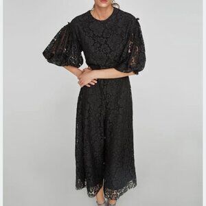 Zara Midi Guipure Lace 3/4 Voluminous Sleeve Jumpsuit
